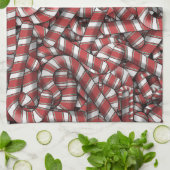 ねじれた赤ストライプの抽象芸術キャンディカン キッチンタオル (折り畳み)