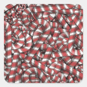 ねじれた赤ストライプの抽象芸術キャンディカン スクエアシール (正面)