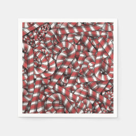 ねじれた赤ストライプの抽象芸術キャンディカン スタンダードカクテルナプキン