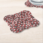 ねじれた赤ストライプの抽象芸術キャンディカン ペーパーコースター (アングル)