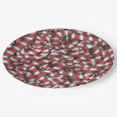 ねじれた赤ストライプの抽象芸術キャンディカン ペーパープレート (アングル)
