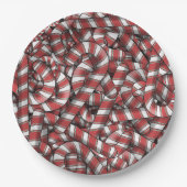 ねじれた赤ストライプの抽象芸術キャンディカン ペーパープレート (正面)