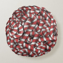 ねじれた赤ストライプの抽象芸術キャンディカン ラウンドクッション