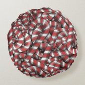 ねじれた赤ストライプの抽象芸術キャンディカン ラウンドクッション (裏面)
