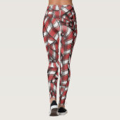 ねじれた赤ストライプの抽象芸術キャンディカン レギンス (裏面)