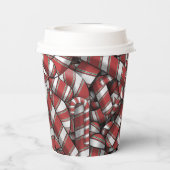 ねじれた赤ストライプの抽象芸術キャンディカン 紙コップ (裏面)