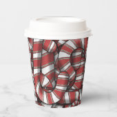 ねじれた赤ストライプの抽象芸術キャンディカン 紙コップ (正面)