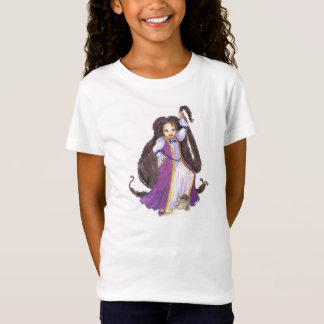 ねじれの女の子のTシャツとの黒いRapunzel Tシャツ