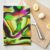 ねじれカラフル切り出しライム...ノッチ付きスクラッチ キッチンタオル (四つ折り)