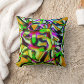 ねじれカラフル切り出しライム...ノッチ付きスクラッチ クッション (ブランケット)