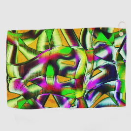 ねじれカラフル切り出しライム...ノッチ付きスクラッチ ゴルフタオル