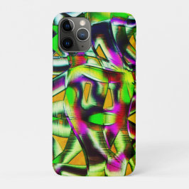 ねじれカラフル切り出しライム...ノッチ付きスクラッチ iPhone 11 PROケース