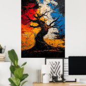 ねじれレジリエンス – 表現主義抽象芸術ツリーA ポスター (ホームオフィス)