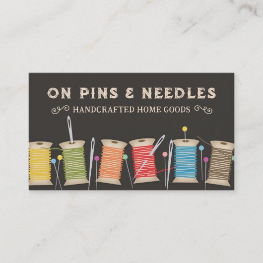 ねじピンのスプール、針の裁縫ビズカード 名刺 (正面)