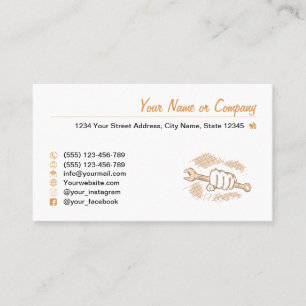 ねじレンチ、手描き。修復サービス,整備士 名刺