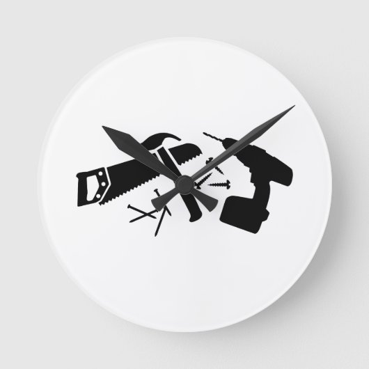 ねじ回しハンマー爪、 ネイルのこぎり ラウンド壁時計 (正面)