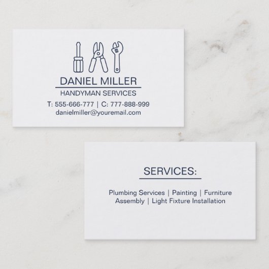 ねじ回しワイヤーカッタースパナ外形手回し 名刺 (正面/裏面)