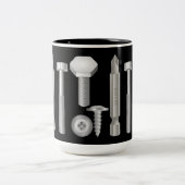 ねじ穴あけ工具の整備士の大工のパパのコーヒー・マグ ツートーンマグカップ (中央)