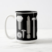 ねじ穴あけ工具の整備士の大工のパパのコーヒー・マグ ツートーンマグカップ (左)