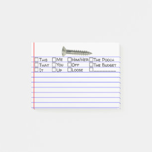 「ねじ」おもしろい複数のWord Choiceオプション4"X3" ポストイット