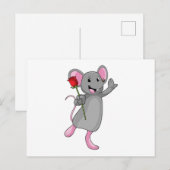 ねずみとバラの花 ポストカード (正面/裏面)