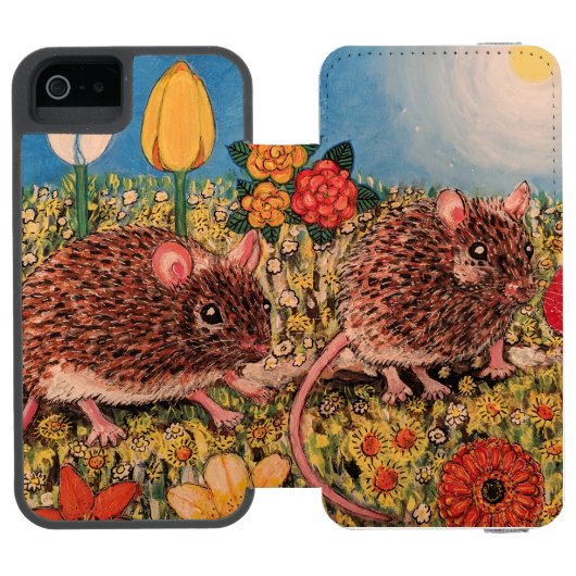 ねずみと花 iphone 6 ウォレットケース (フォリオ Open)