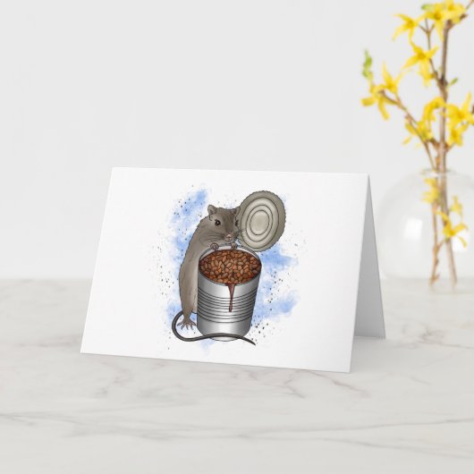 ねずみと豆の焼き方 |友情おもしろい カード (黄色い花)