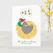 ねずみのクリスマスカード　かわいい　ホリデーシーズン カード (黄色い花)