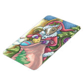 ねずみサンタが猫にクリスマスプレゼントをプレゼントかわいい マグネット (左側)