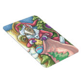 ねずみサンタが猫にクリスマスプレゼントをプレゼントかわいい マグネット (右側)