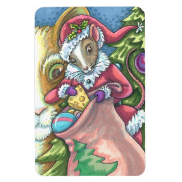 ねずみサンタが猫にクリスマスプレゼントをプレゼントかわいい マグネット