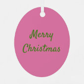 ねずみサンタが猫にクリスマスプレゼントをプレゼントかわいい メタルオーナメント (裏面)