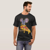ねずみピザおもしろい泥棒マウス Tシャツ (正面フル)