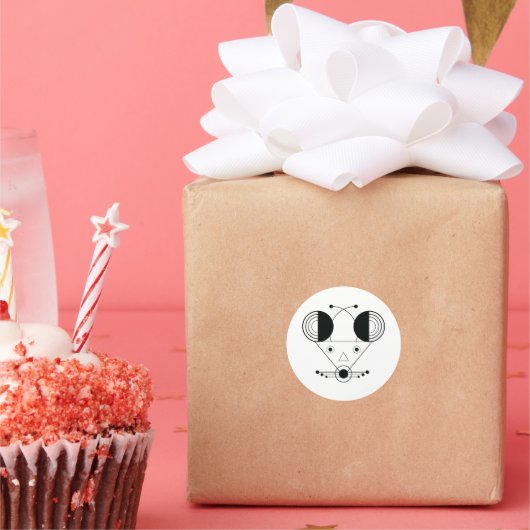 ねずみラットサインのステッカー – シャープなライン版 ラウンドシール (パーティー)