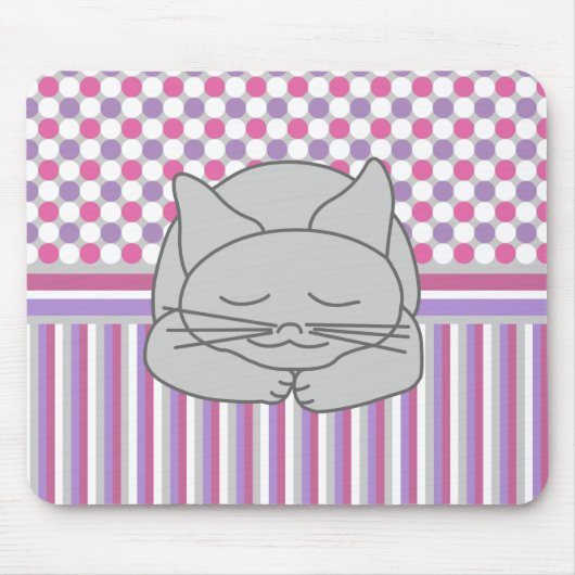 ねずみ猫パターン マウスパッド (正面)