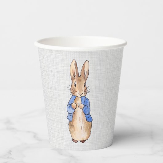 ねずみ色の質感を持ったウサギのピーター 紙コップ (正面)