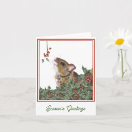 ねずみ、ホリー、ヤドリギのフェスティブシーズンカード カード