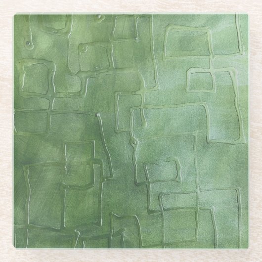 ねたみを持つ緑 ガラスコースター (正面)