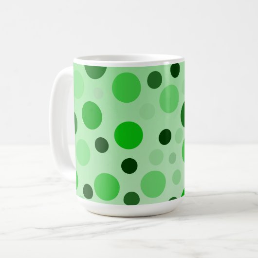 ねたみ水玉模様で緑 コーヒーマグカップ (正面左)
