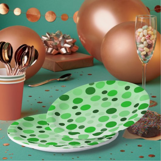 ねたみ水玉模様で緑 ペーパープレート (複数)
