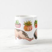 ねむいネコと多肉植物 コーヒーマグカップ (中央)