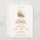 ねむねむテディベア ニュートラル ベビーシャワー 招待状 (正面)