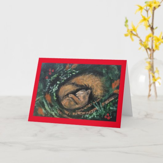 ねむりぎりリス カード (黄色い花)