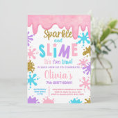 ねんど誕生日パーティー招待状（スライムの女の子） , スライム。 招待状 (スタンド正面)