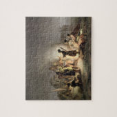 のあたりキャンプの火(色のlitho) ジグソーパズル (縦)