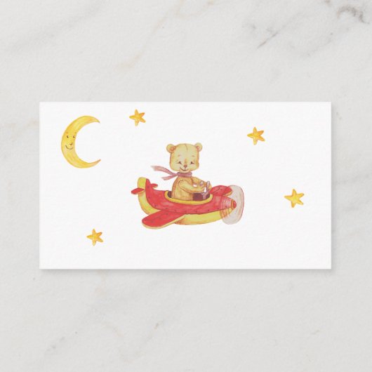 *~*のおむつのラッフルのテディー・ベアの飛行機の月の星 エンクロージャーカード (裏面)