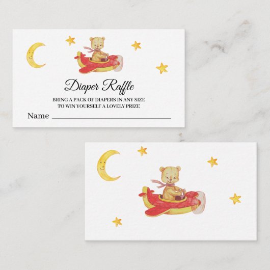 *~*のおむつのラッフルのテディー・ベアの飛行機の月の星 エンクロージャーカード (正面/裏面)