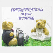 のおめでとう結婚 フリースブランケット (正面(横))