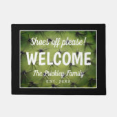 のおもしろいな靴は家族の歓迎された玄関マットに署名します ドアマット (正面)