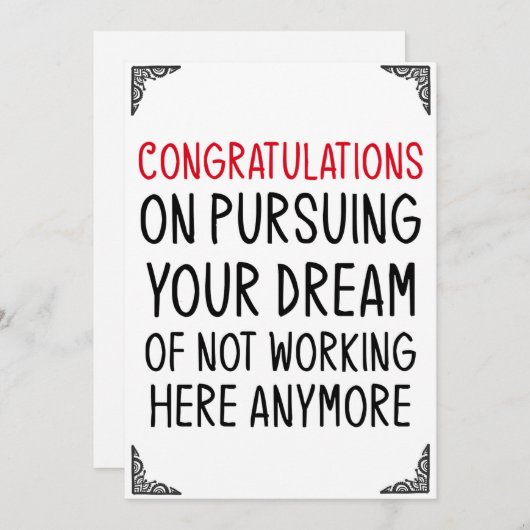 のおもしろいカー離れドギフト従業員の同僚 招待状 (正面/裏面)